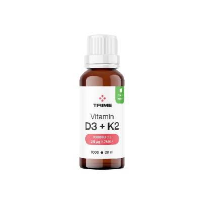 TRIME Vitamín D3 + K2, 1000 IU D3 / 25 µg K2-MK7