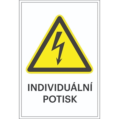 Varovné značení, výstraha před elektrickým napětím, s možností individuálního textu – plast, 300×450 mm