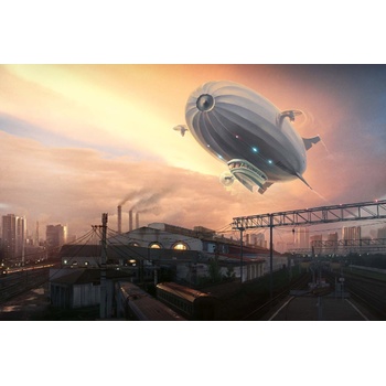 DIMEX ART s. r. o Флизелинов фототапет научнофантастичен дирижабъл 375 x 250 см