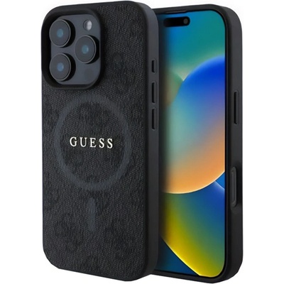 CG Mobile iPhone 16 Pro Max GUESS 4G RING CLASSIC LOGO силиконов протектор за телефон, удароустойчив, MagSafe, ЧЕРЕН GUHMP16XG4GFRK (GUHMP16XG4GFRK)