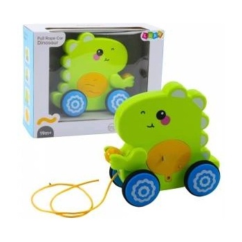 LEAN Toys Baby Dinosaur Pull Toy Sounds Rattle Green