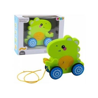 LEAN Toys Baby Dinosaur Pull Toy Sounds Rattle Green