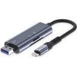 Tech-Protect Универсален четец на карти с Lightning и USB-A 3.0 - Tech-Protect UltraBoost - Сив (5906302307845)