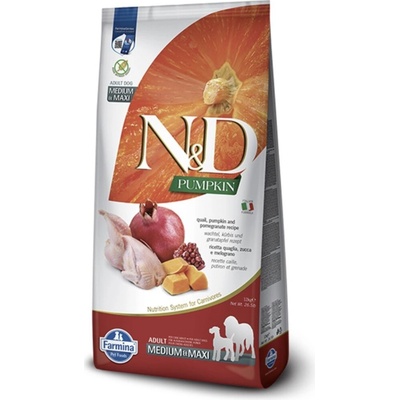 N&D dog Pumpkin GF Adult prepelica a granátové jablko 12 kg