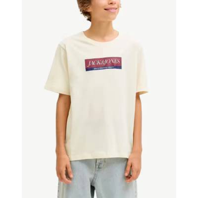 JACK & JONES Jorinwood Block Brend Tee Ss Cn Noos Jnr White