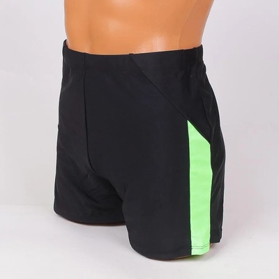 Мъжки бански-боксер в черно с неоново зелена лента
