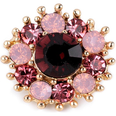 Stoklasa malá brož květ s broušenými kamínky 2 růžová zlatá