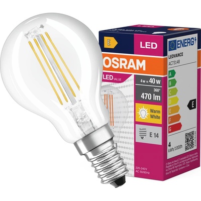 Osram LED žiarovka CLP40, 4 W, E14, 2700 K, Filament teplá biela