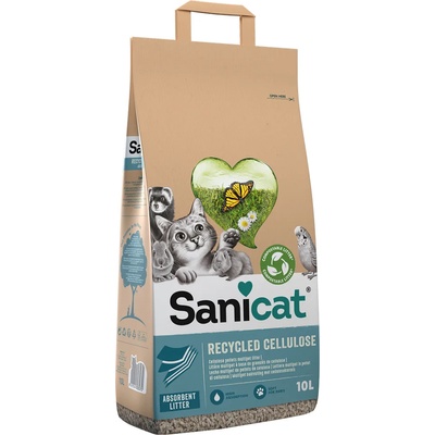 Sanicat 2x10л Sanicat Cellulose постелка за котешка тоалетна от рециклирана целулоза