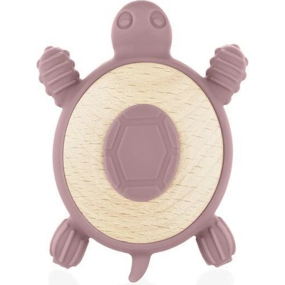 Zopa silikon dřevěné kousátko Turtle Old pink