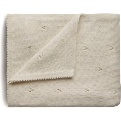 Mushie Knitted Pointelle Baby Blanket плетени одеяла за деца Ivory 80 x 100cm