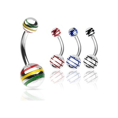 Šperky4U piercing do pupíku banánek s pruhy BS01037-K