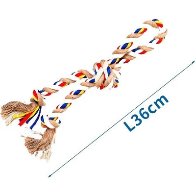 Nobleza bavlněné lano s 3 uzly 36 cm béžové
