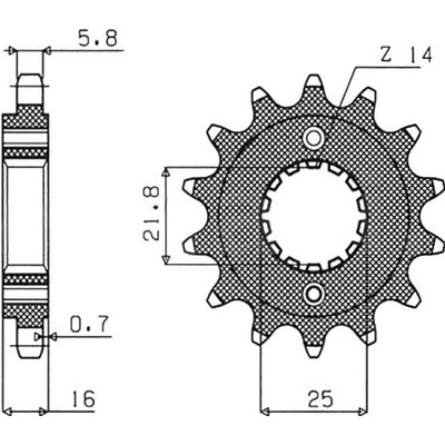 reťazové koliesko SUN38014, SUNSTAR (14 zubov) DUCATI Monster 696, 748 Biposto