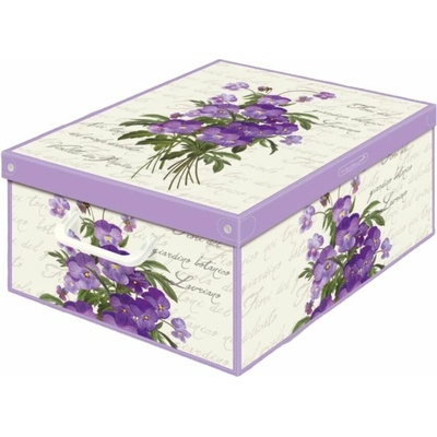 Lavatelli parfémovaný úložný box s víkem S, Fialka, pevný karton, 35x25x17,5 cm