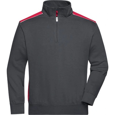 Daiber JN 868 / Мъжки работен суитшърт с 1/2 цип - карбонов/червен 6XL (020868i7616)