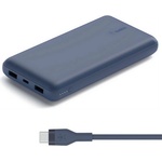 Belkin BOOST CHARGE преносимо зарядно устройство за спешни случаи с 2 USB + Type-C порта, 20000mAh, бързо зарядно устройство + кабел Type-C, ТЪМНОСИНЬО BPB012BTBL (BPB012BTBL)