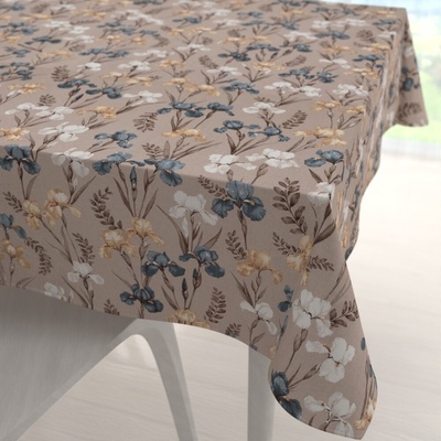 Biante bavlna štvorcový obrus Sandra SA-637 Modro-béžovo-biele kosatce na sivobéžovom 60x60 cm