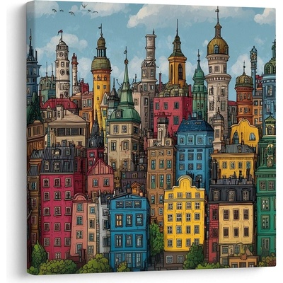 Obraz pestré domy starého města - 40x40