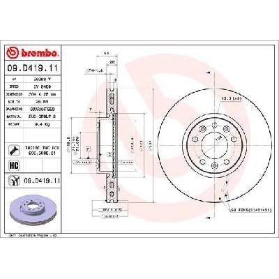 Brzdový kotúč BREMBO 09.D419.11