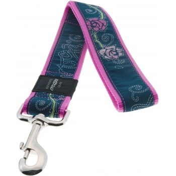 Rogz Denim Rose XXL - Повод за кучета , 40мм / 50 см. розов на цветя