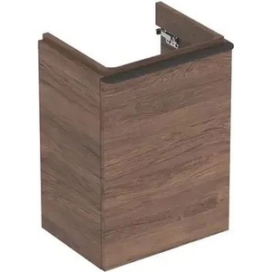 Geberit Долен шкаф за стенен умивалник Geberit Smyle Square, орех, 1 врата, десен ограничител, 45 см (500.350.JR.1)