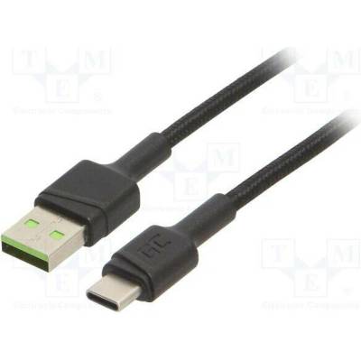 Green Cell KABGC25 USB 2.0, USB A vidlice,USB C vidlice, 0,3m, černý