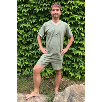 Rozárka P123 Jelen Jsem stále v říji pánské pyžamo krátké zelené