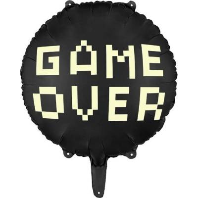 Party Deco Фолиев Балон "Gamer Over", 45 см, Черен (FB226)