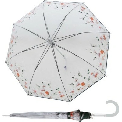 Doppler Fiber Long AC Transparent Floral Dreams dámský holový vystřelovací deštník