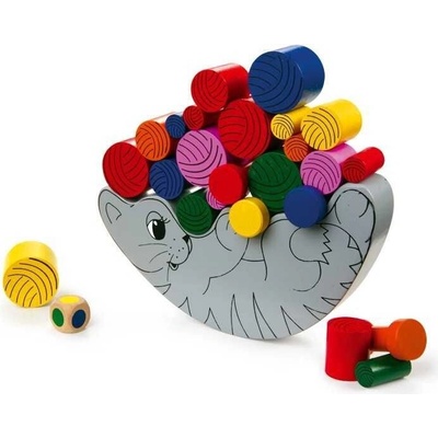 Small Foot Montessori drevená motorická hra Balansujúca mačka