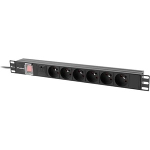 Lanberg 19" 1U 10A 6x френски, черен, 2 м, устройство за защита от пренапрежение (PDU-06E-0200-IEC-BK) (PDU-06E-0200-IEC-BK)