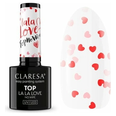 Claresa Top No Wipe LA LA LOVE 5 g průhledný top se srdíčky