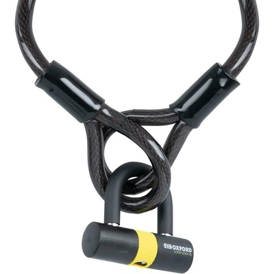 OXFORD zámek LOOP LOCK15 s U profil zámkem SHACKLE MINI (délka lanka 2 m, průměr lanka 15 mm)