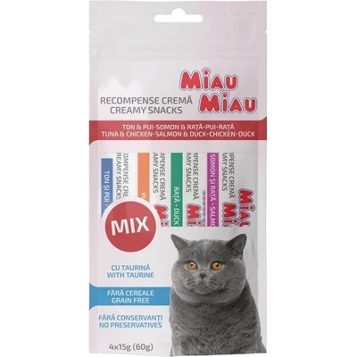 Miau Miau Creamy Snacks Cat mix 15 g 4-balenie 12 ks