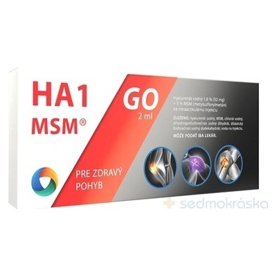 HA1 MSM GO injekčný roztok kyseliny hyalurónovej 1,6% a MSM 5% 2 ml