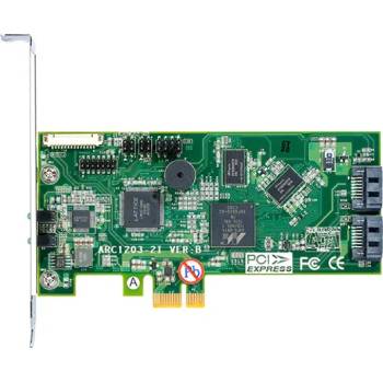 Areca RAID Kонтролер Areca ARC-1203-2I, от PCIe 2.0 x1(м) към 2x SATA 3(ж), 512MB DDR3 RAM, RAID 0, 1, Sigle Disk, JBOD (ARC-1203-2I)