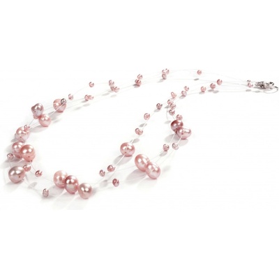 JwL Luxury Pearls Náhrdelník z levitujúcich pravých ružových perál JL0826