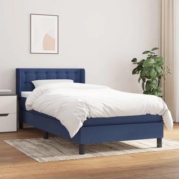 vidaXL Боксспринг легло с матрак, синя, 90x190 см, плат (3129999)