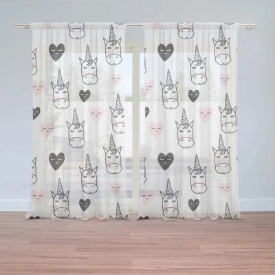 Záclony Hlava jednorožce: 2 ks - 150x250 cm - Sablio