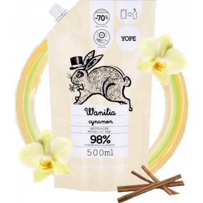 Yope tekuté koupelnové mýdlo vanilka a skořice náplň 500 ml