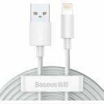 Baseus Кабел за данни USB към Lightning, бързо зареждане 2.4A, 480Mbps, 1.5m (комплект 2) - Baseus (TZCALZJ-02) - бял