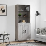 vidaXL Висок шкаф, сив сонома, 69, 5x34x180 см, инженерно дърво (3189963)
