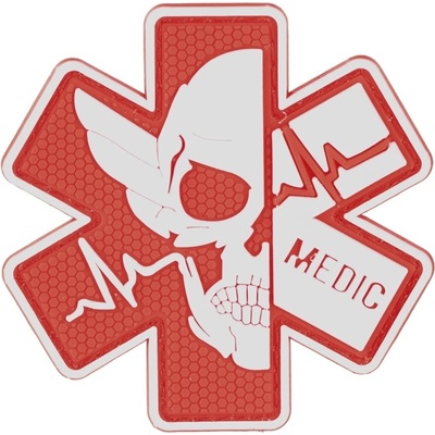 DSG PVC NÁŠIVKA NA VELCRO (DEATH MEDIC / SVÍTÍ VE TMĚ / ČERVENÁ)