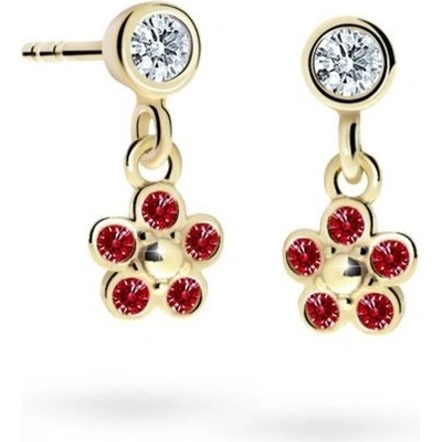 Danfil detské náušnice kvetiny C2744 zo žltého zlata ruby dark balónik