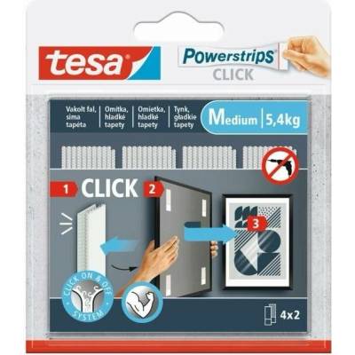tesa®77720 POWERSTRIPS samolepící proužky se suchým zipem Rozměr: vel. M (2×8cm), až 5,4 kg