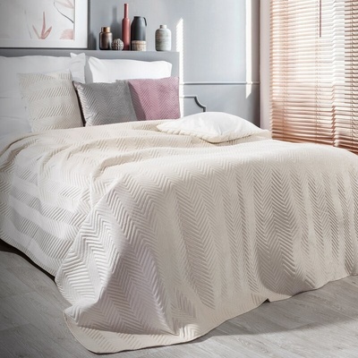 Takoy PREMIUM Přehoz na postel SOFIA z měkkého a matného sametu prošívaný do vzoru rybí kosti -HF-325020 | 200 x 220 cm
