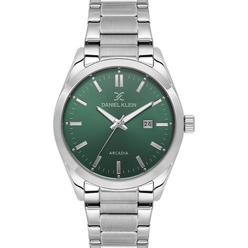 Daniel Klein DK. 6.14273-4 - мъжки часовник, кварцов, 42.5 mm, зелен циферблат, 5 ATM, сребрист
