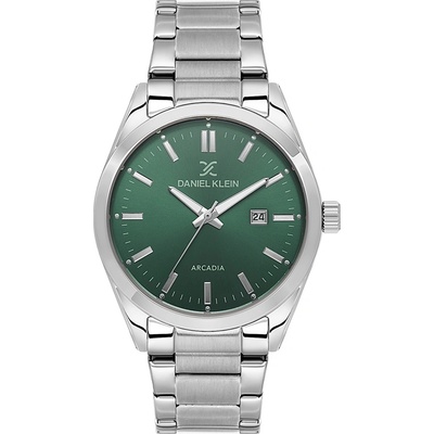 Daniel Klein DK. 6.14273-4 - мъжки часовник, кварцов, 42.5 mm, зелен циферблат, 5 ATM, сребрист
