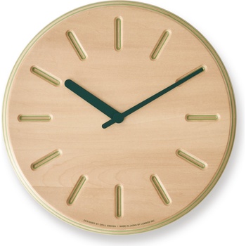 Lemnos Стенен часовник Paper Wood Line зелени стрелки 29 см (DRL19-06 GN)